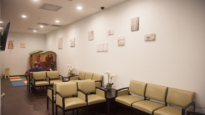 Welcoming reception area in Irving dental office