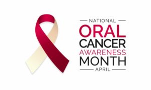 a National Oral Cancer Awareness Month ribbon