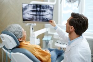 a patient consulting with their dentist