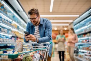 a man shopping for groceries